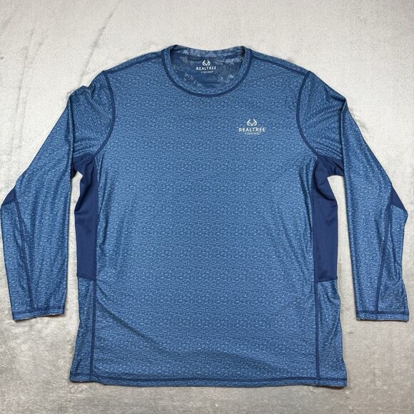 Realtree Fishing Shirt Men’s 2XL Blue Long Sleeve Reversible Performance UPF 30 - Picture 1 of 14